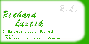 richard lustik business card